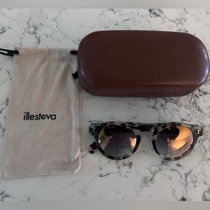 Illesteva tortoise sunglasses with gold mirror lens